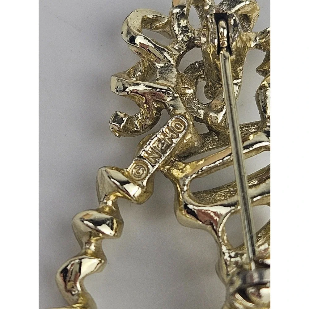 Nemo Signed Modernist Dancing Man Squiggle Wire Brooch Pin Gold Tone Vintage